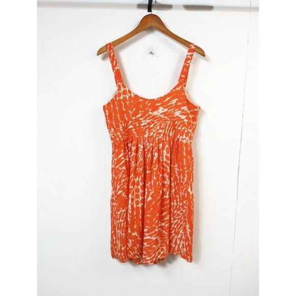 Lauren Conrad WM 14 Top Orange/White Sleeveless V-Neck Pleats Tie Under Breast - Picture 5 of 5